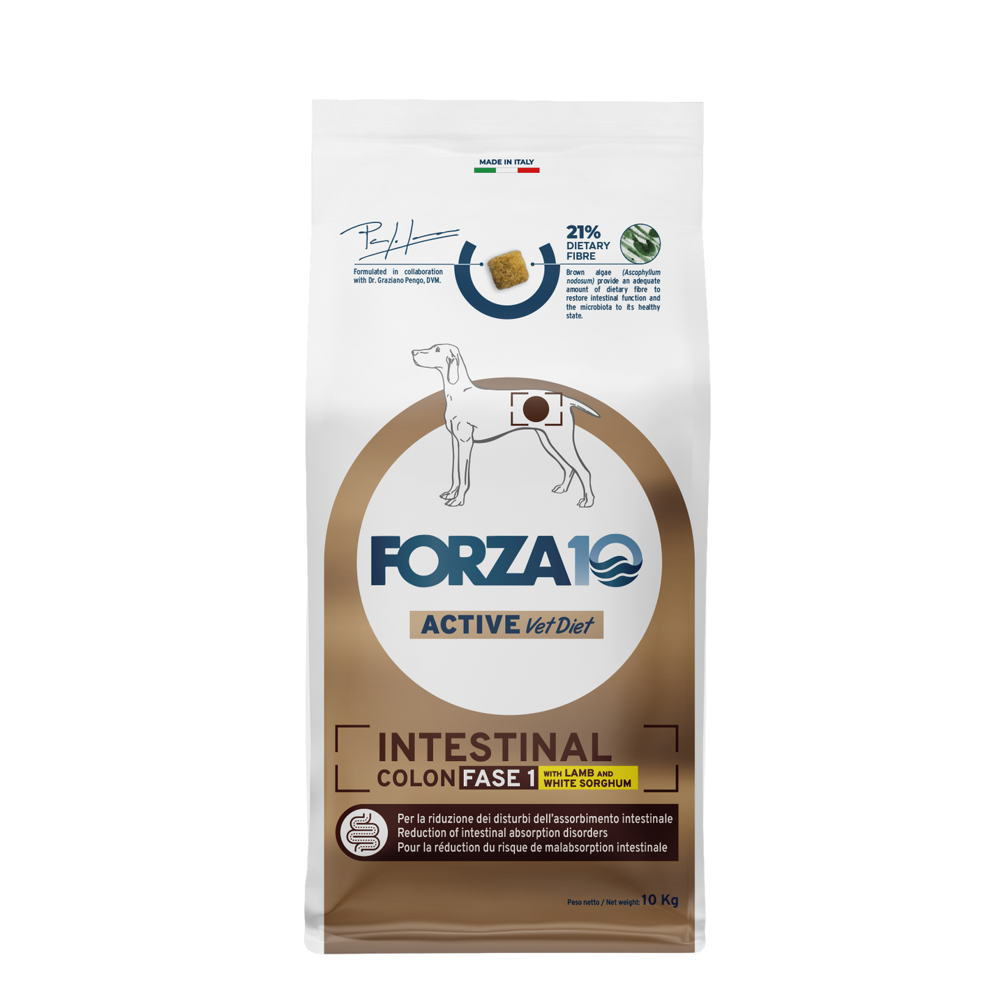 FORZA10 VetDiet INTESTINAL COLON Fase 1 All Breed šunims su ėriena ir sorgais