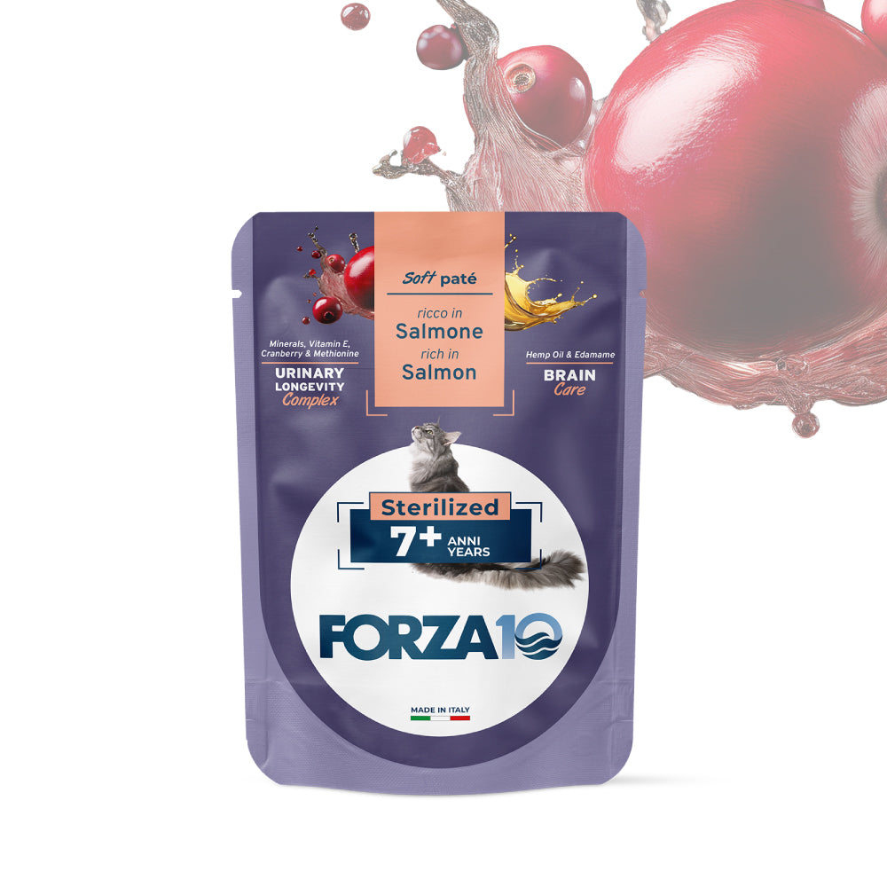 FORZA10 Maintenance Adult konservai sterilizuotoms katėms 7+ metų su lašiša