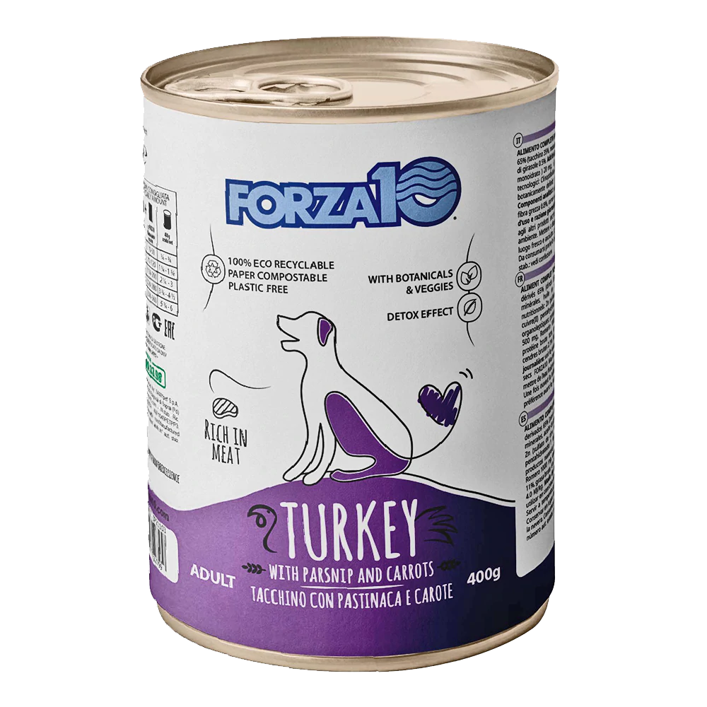 FORZA10 Maintenance Adult konservai šunims su kalakutiena, pastarnokais ir morkomis