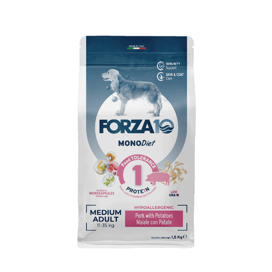 FORZA10 Monodiet Medium Adult šunims su kiauliena ir bulvėmis