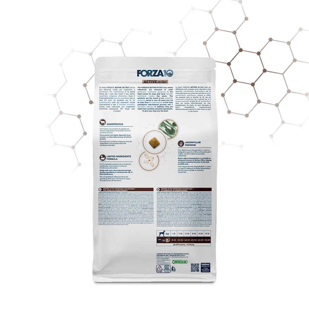 FORZA10 VetDiet INTESTINAL COLON Fase 1 All Breed šunims su ėriena ir sorgais