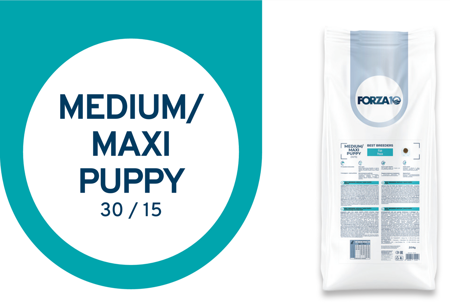 FORZA10 Best Breeders Puppy Medium/Maxi šuniukams (30/15) su žuvimi