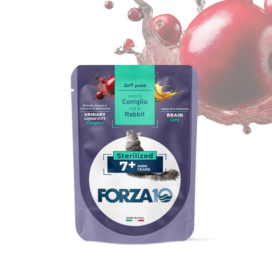 FORZA10 Maintenance Adult konservai sterilizuotoms katėms 7+ metų su triušiena